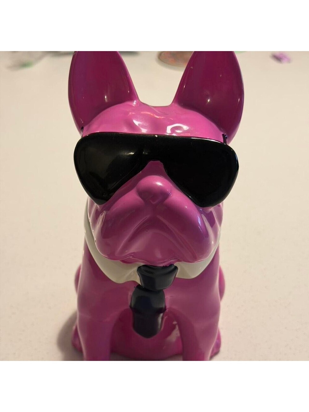 Pink Ceramic Bulldog Cookie-Treat Jar with Sunglasses & Tie